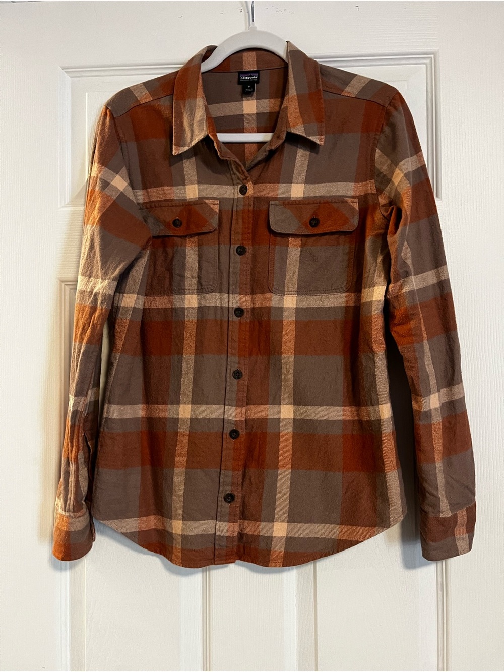 Patagonia Women’s Brown & Orange Plaid Button-Front Shirt